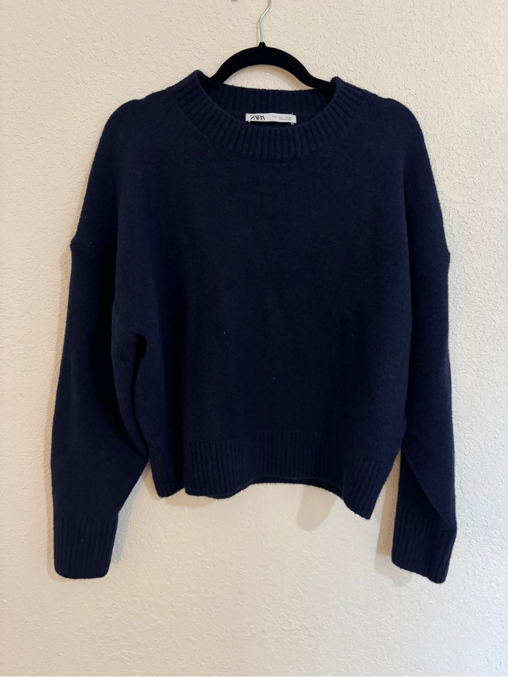 Zara Dark Navy Crewneck Sweater
